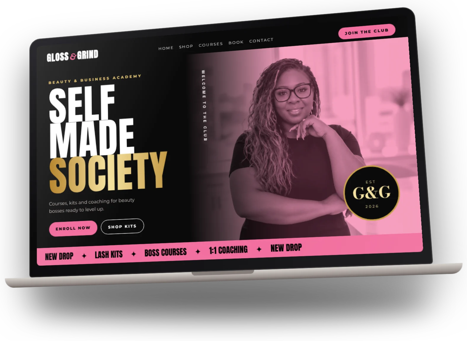 Sample custom website on a laptop