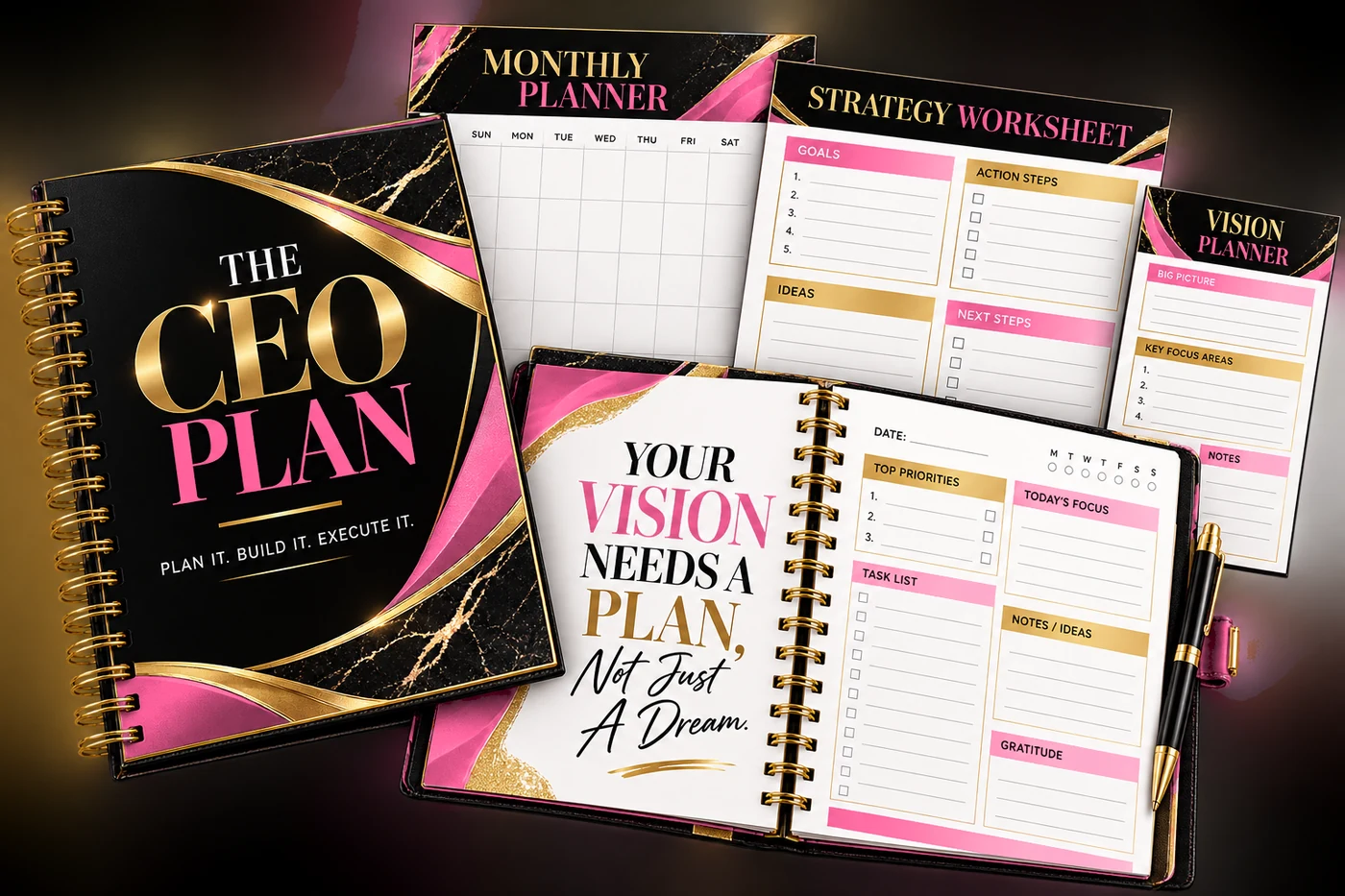 The CEO Plan planner and worksheets designed by Eleve Business Solutions