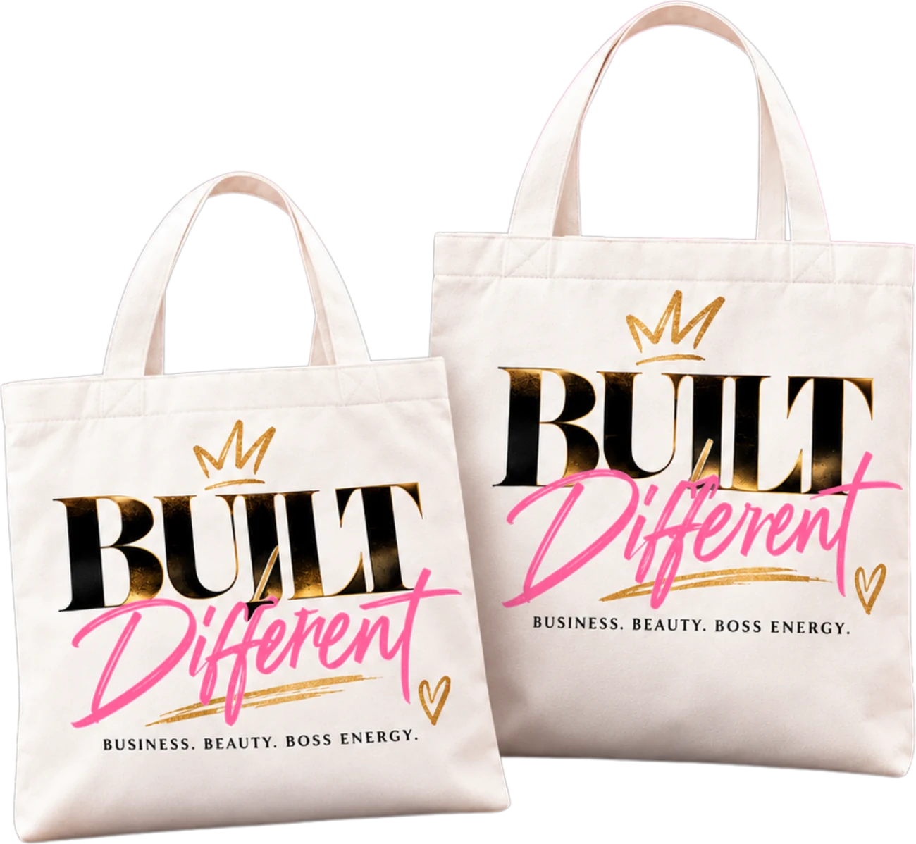 Built Different printed tote bags
